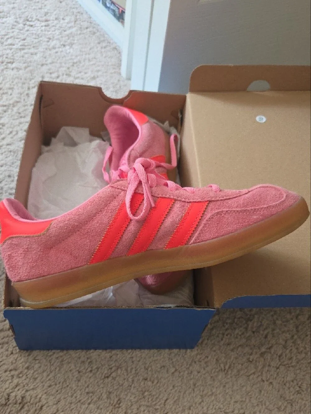 adidas Gazelle Women's Pink with Bright Coral Stripes Sneakers